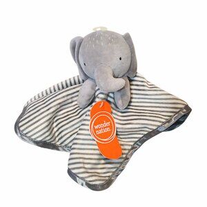 Wonder Nation Elephant Gray Stripes Lovey Security Blanket 10" X 10" NEW